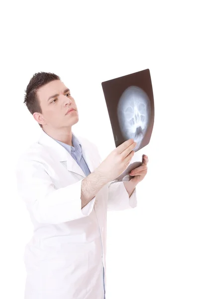 Kaukasische medio volwassen mannelijke arts bedrijf xrays. — Stockfoto