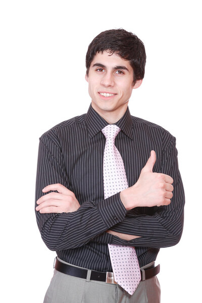The young businessman isolated on a white background