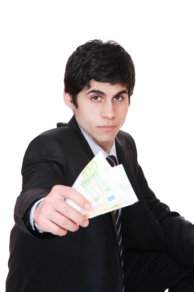 Geschäftsmann hält Geld in der Hand — Stockfoto