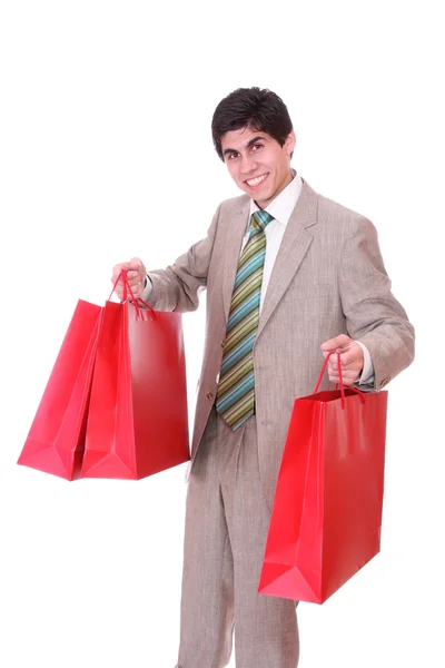 Lycklig shopping man — Stockfoto
