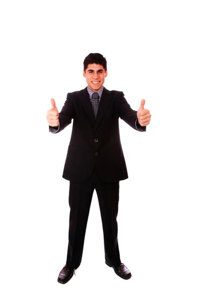 Uśmiechający się biznesmen dojrzały stojący pełnej długości — Zdjęcie stockowe