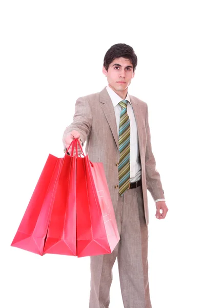 Mutlu bir alışveriş adam — Stok fotoğraf