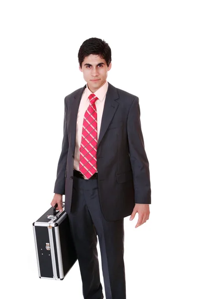 Podnikatel držící aktovku. — Stock fotografie