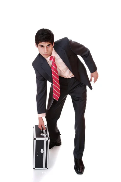 Biznesmen trzymający walizkę. — Zdjęcie stockowe