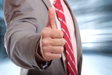 Businessman thumbs up hand sign clipart