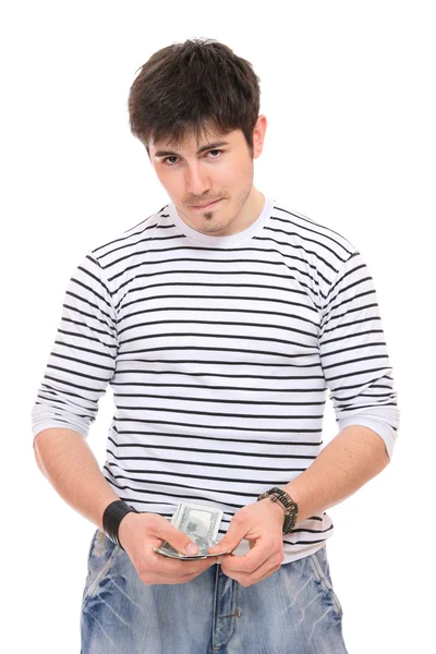 Gelegenheitsmann mit Dollarscheinen — Stockfoto