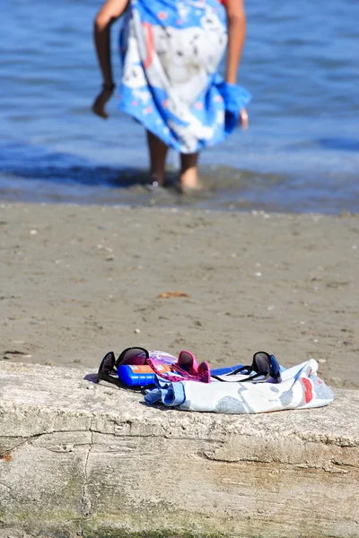 stock image Flip flop sandals at the beach