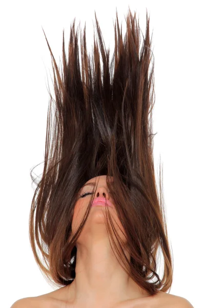 Portrait of a beautiful girl with flying hair — Stock Photo, Image