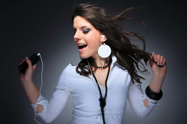 Beautiful Girl and music — Stock Photo, Image