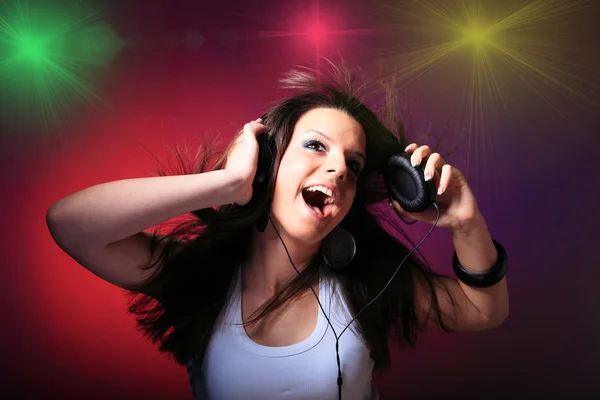 Menina gosta de música — Fotografia de Stock
