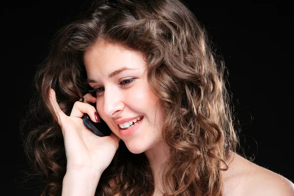 Portret Glamour kobieta rozmawia przez telefon — Zdjęcie stockowe