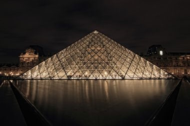 Paris - 8 Ocak: louvre Müzesi, paris, Fransa, alacakaranlıkta