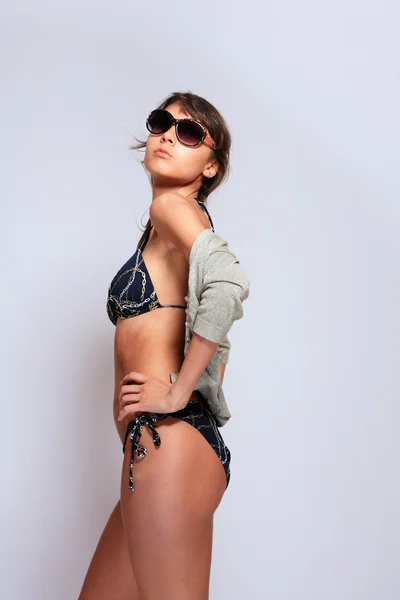 Gorgeous bikini model in studio — Stock Photo, Image