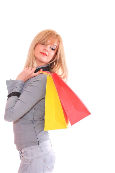 Menina na moda com um saco de compras — Fotografia de Stock