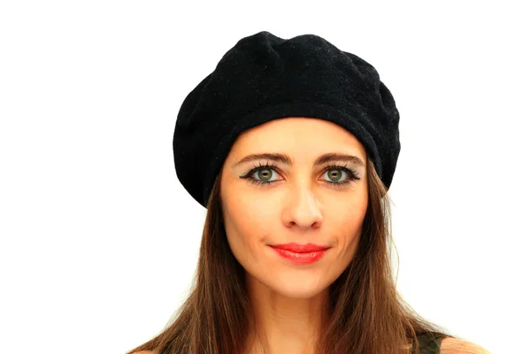 Portret pięknej dziewczyny sobie beret — Zdjęcie stockowe