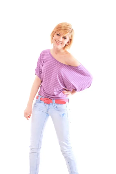 분홍색 블라우스를 입은 소녀 — 스톡 사진