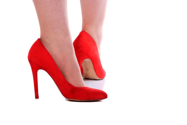 美丽的双腿中的红舞鞋 — 图库照片