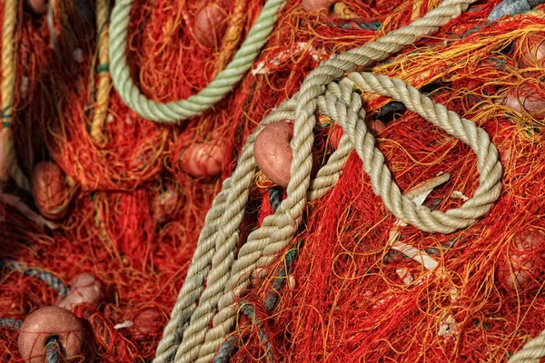 Fishing nets and buoys tackle — Stock Photo, Image