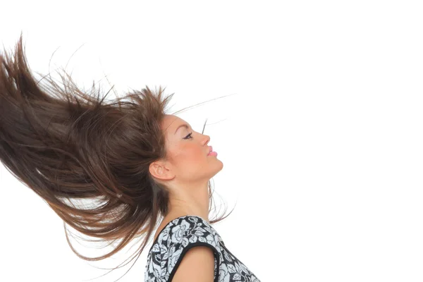 Portrait of a beautiful girl with flying hair — Stock Photo, Image