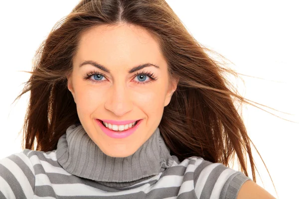 Beautiful woman portrait smiling — Stok fotoğraf