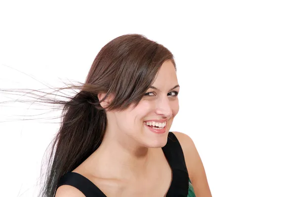 Närbild porträtt av en lycklig ung kvinna — Stockfoto