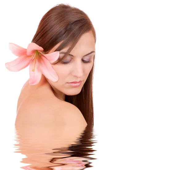 Menina bonita com em água renderizada — Fotografia de Stock