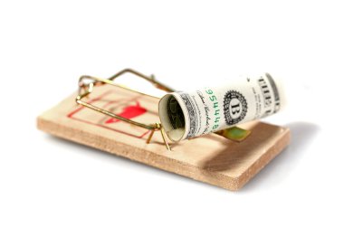 Money on mouse trap clipart