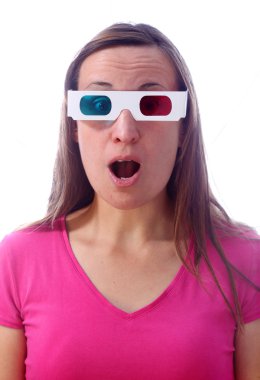 Surprised woman in 3d glasses