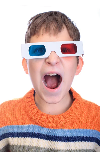 Ребенок кричит 3D очки — стоковое фото