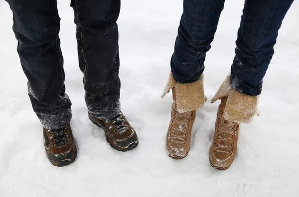 Boots in snow — Stock Photo, Image