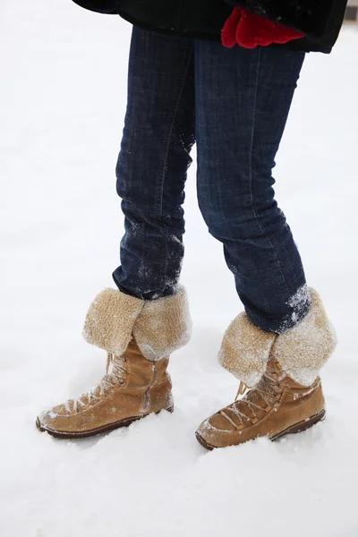 Boots in snow — Stock Photo, Image