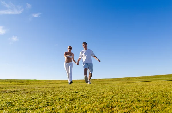 stock image Happy couple walking together