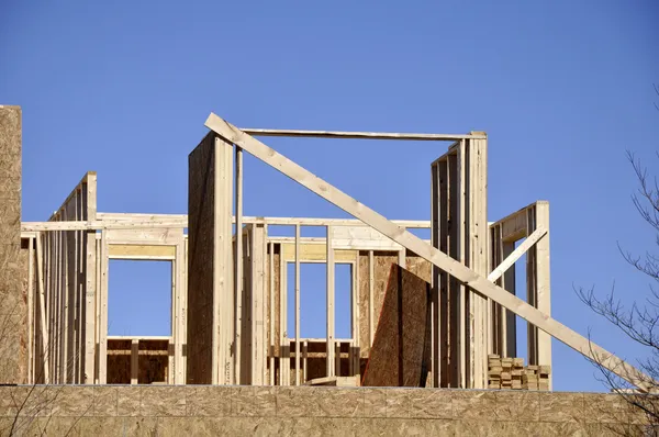Estrutura de madeira para construção de casas — Fotografia de Stock