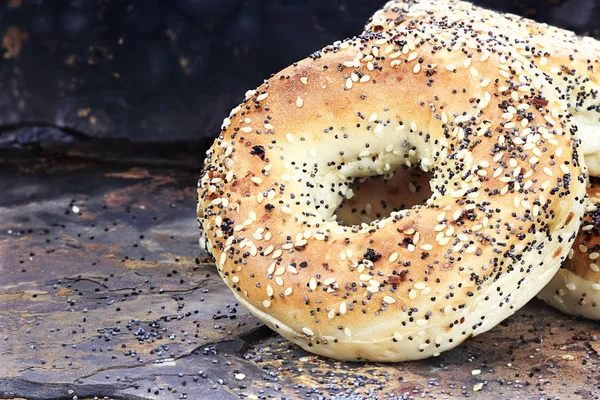 Bagels on Rustic Background — Stock Photo, Image
