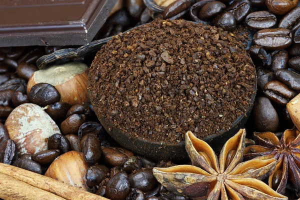 Gourmet koffie ingrediënten — Stockfoto
