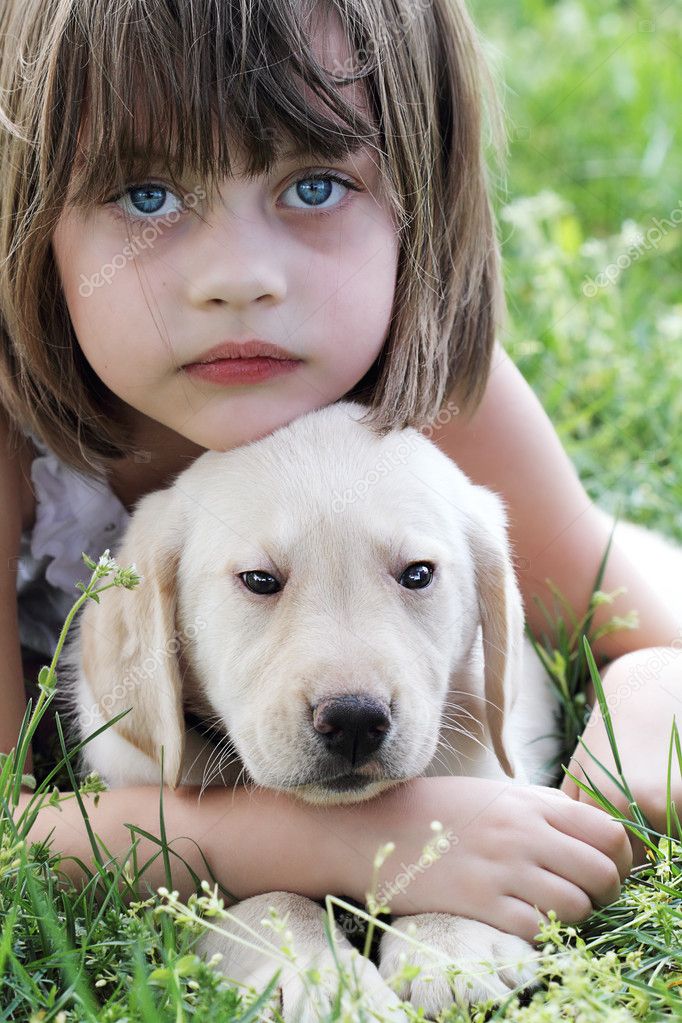 Little Girl and Her Puppy — Stock Photo © StephanieFrey #9765693