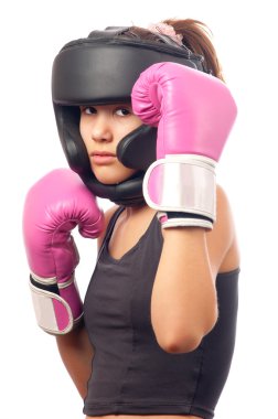 Portrait of the beautiful kick boxing girl clipart