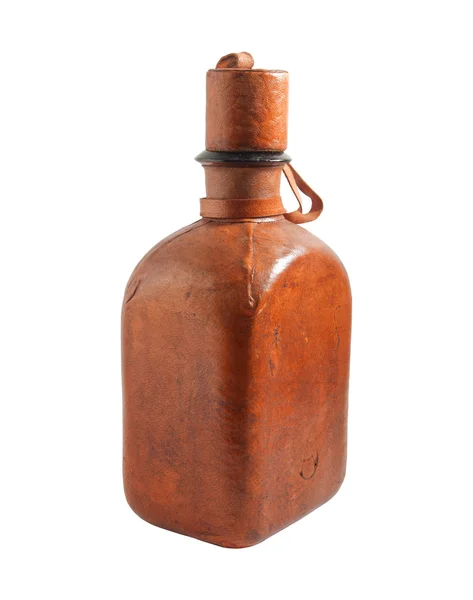 Старая кожаная бутылка — стоковое фото