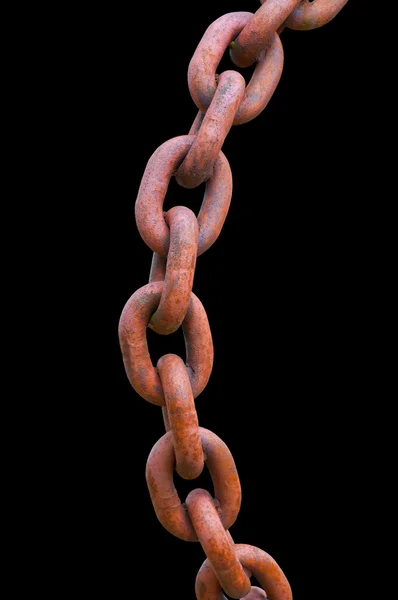 Huge chain made of steel isolated on the black background — Stock Photo, Image
