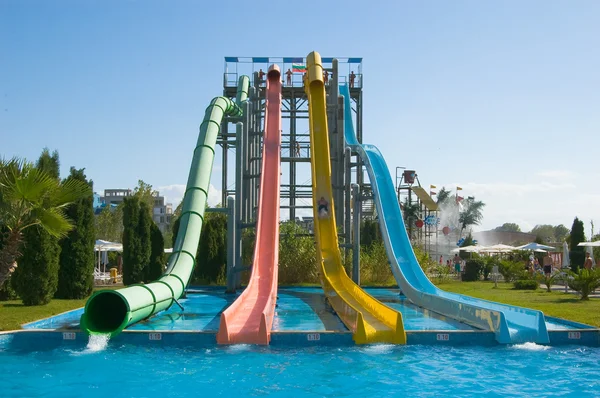 Water slides in aqua park — Stock Photo, Image