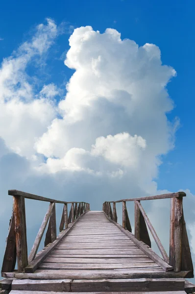 Old wooden bridge leads to the unknown — Stock Photo, Image