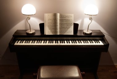 Digital piano ready to be played clipart