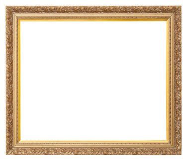 Beautiful vintage golden frame for paintings decorated with carvings clipart