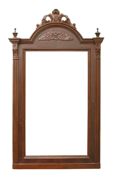 Krásná a starý dřevěný rám zrcadla zdobené řezbami — Stock fotografie