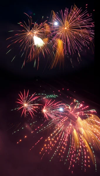 Hermosos fuegos artificiales de colores — Foto de Stock