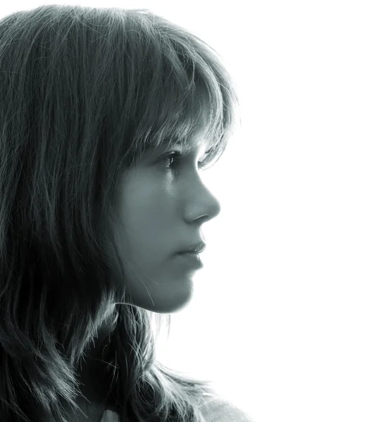 Stock image Portrait of the beautiful teenage girl in blue tones