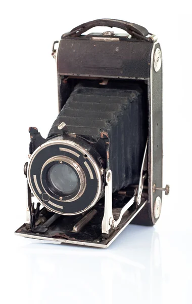 Very old photographic camera isolated on white Royalty Free Stock Photos
