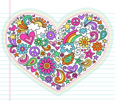 Heart Psychedelic Peace & Love Doodles Vector Illustration clipart