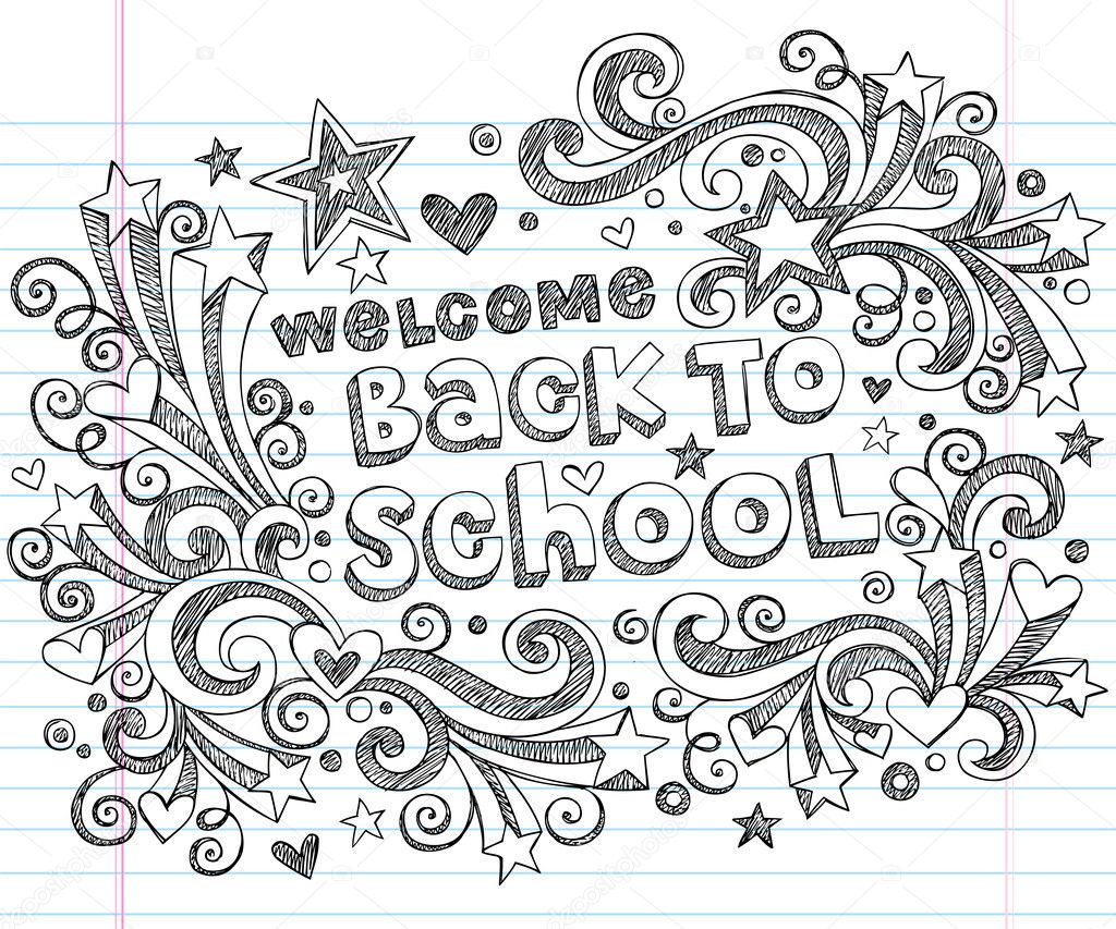 Back to School Sketchy Doodles Vector Design Elements