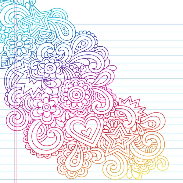 Flower Outline Doodles Groovy Psychedelic Vector Design — Stock Vector